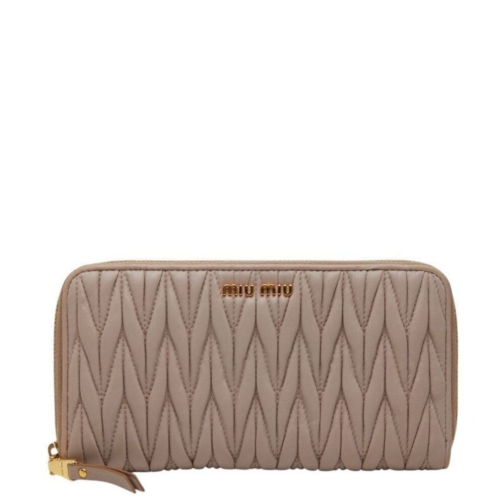 Miu Miu Matelasse Zip Around Wallet Pink